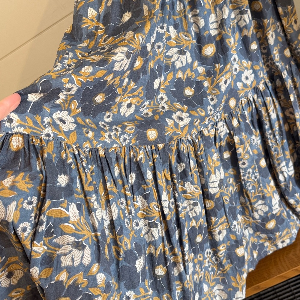 Marea by Liz Joy Smocked Maxi Dress in Navy and Mustard Floral - Picture 5 of 6